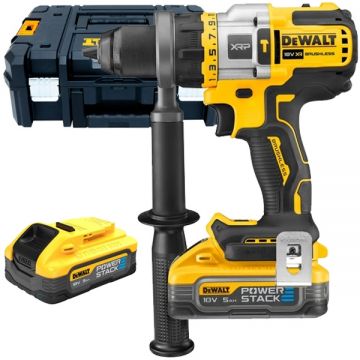 Dewalt  DCD999H2T - Masina de gaurit si insurubat cu percutie cu 2 acumulatori Li-Ion 18 V 5 Ah 126 Nm motor fara perii led iluminare valiza speciala