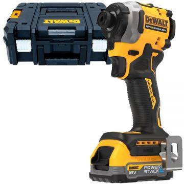 DeWalt  DCF850E1T - Masina de insurubat cu impact cu 1 acumulator Li-Ion 18 V 1.7 Ah 205 Nm - valiza speciala