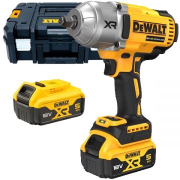 Dewalt  DCF900P2T - Masina de insurubat cu impact cu 2 acumulatori Li-Ion 18 V 5 Ah patrat 1/2 inch 1396 Nm - valiza speciala