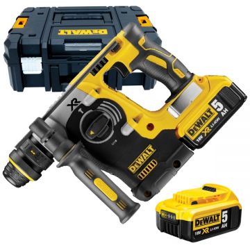 DeWalt  DCH273P2T - Rotopercutor SDS-Plus cu 2 acumulatori Li-Ion 18 V 5 Ah 2.1 J motor fara perii led iluminare turatie reglabila valiza speciala