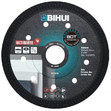 Disc Diamantat pt. Materiale dure, Portelan, Placi ceramice, 115x22.2 (mm) Ultimate BDT - BIHUI-DCAM115