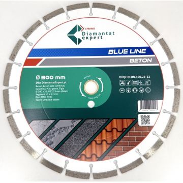 Disc DiamantatExpert LASER pt. Beton, Materiale constructii 300x25,4/22,23(inel) (mm) taiere uscata sau umeda, Blue Line Profesional - DXQZ.BCON.300.25-22