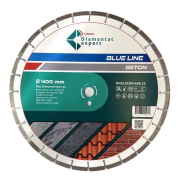 Disc DiamantatExpert LASER pt. Beton, Materiale constructii 400x25,4mm (mm) taiere uscata sau umeda, Blue Line Profesional - DXQZ.BCON.400.25