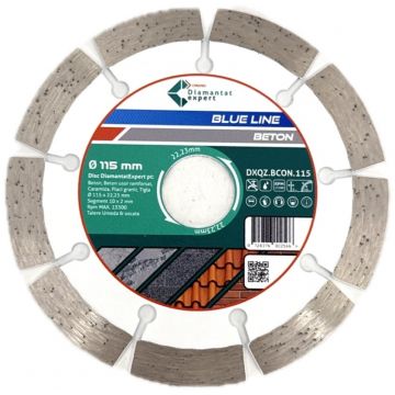 Disc DiamantatExpert pt. Beton, Materiale constructii 115x22.23 (mm) taiere uscata sau umeda, Blue Line Profesional - DXQZ.BCON.115