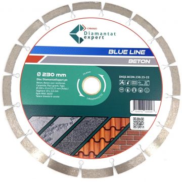 Disc DiamantatExpert pt. Beton, Materiale constructii 230x25,4/22.23(inel) (mm) taiere uscata sau umeda, Blue Line Profesional - DXQZ.BCON.230.25-22