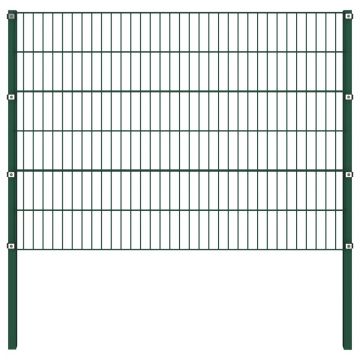 Gossi panou de gard cu stalpi, verde, 1,7 m, fier