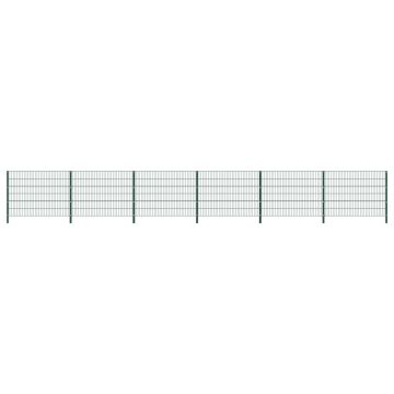 Gossi panou de gard cu stalpi, verde, 10,2 m, fier