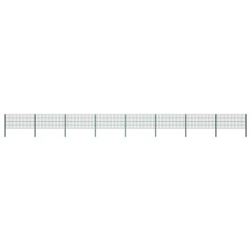 Gossi panou de gard cu stalpi, verde, 13,6 m, fier