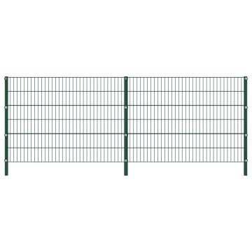 Gossi panou de gard cu stalpi, verde, 3,4 m, fier