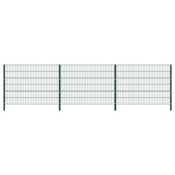 Gossi panou de gard cu stalpi, verde, 5,1 m, fier