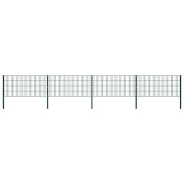 Gossi panou de gard cu stalpi, verde, 6,8 m, fier