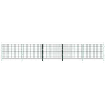 Gossi panou de gard cu stalpi, verde, 8,5 m, fier