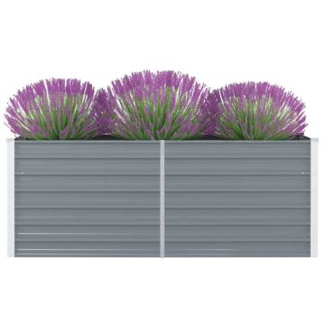 Gossi strat inaltat de gradina, gri, 160x80x45 cm, otel galvanizat