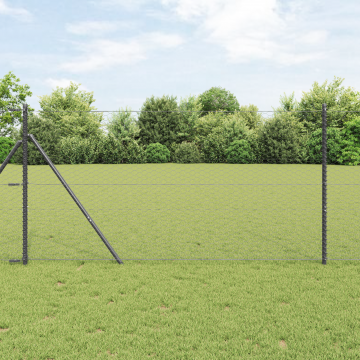 Imprejmuire hexagonala Gossi gri 1.4x25 m otel, stalpi de imprejmuire Gossi 13 buc gri Ø32 mm 190 cm otel zincat