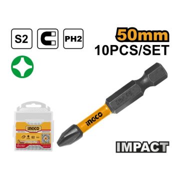 INGCO Impact bit punct PH2 x 50 mm (10 buc)
