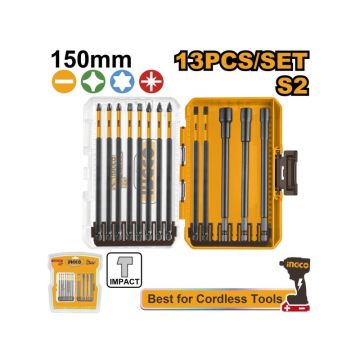 INGCO Impact set de vârfuri de biți lungi 13 piese S2