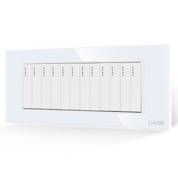 Intrerupator Mecanic 12 Posturi LUXION cu Rama din Sticla, Standard Italian, 6M