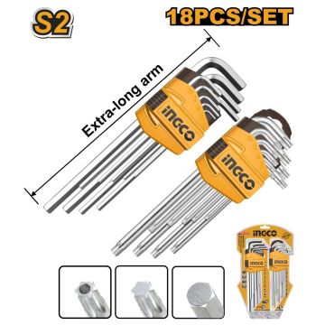 Set 18buc Chei Torx si Hex 18buc INGCO HHKSET0181