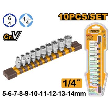Trusa Chei Tubulare Scute 1/4 10 Buc INGCO HKTS14103