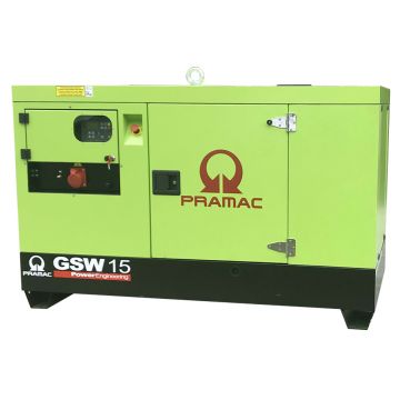 Generator de curent diesel Pramac GSW15Y_S, trifazat, 13.67 kVA, panou automat, carcasa insonorizata