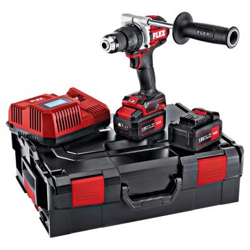 Masina de gaurit si insurubat cu percutie Flex PD 2G 18.0-EC-HD/5.0 Set, cuplu maxim 158 Nm, cu 2 acumulatori 18V/5.0Ah si incarcator in valiza L-BOXX®