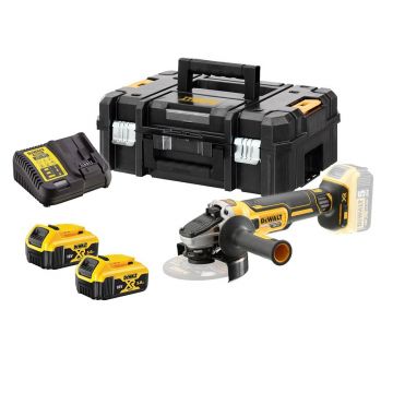 Polizor unghiular DeWalt DCG405P2, 125 mm, 2 acumulatori Li-Ion 18 V/5 Ah, incarcator, valiza de transport