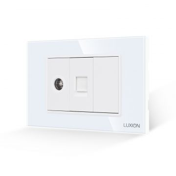 Priza TV + Internet cu Rama din Sticla LUXION, Standard Italian, 3M
