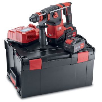 Rotopercutor Flex CHE 2-26 18.0-EC/5.0 SET, SDS-Plus, 2 acumulatori 18 V / 5.0 Ah, incarcator, 2.6 J, 26 mm, mandrina interschimbabila, cutie L-BOXX