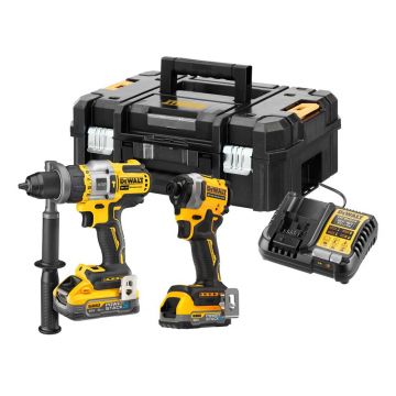 Set 2 masini DeWalt DCK2052H1E1T, cu un acumulator Powerstack 18V / 1.7Ah, un acumulator Powerstack 18V / 5.0Ah si incarcator in valiza TSTAK