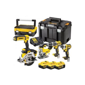 Set combo DeWalt DCK551P3T, 5 scule Li-Ion 18 V, 3 acumulatori, incarcator, TSTAK