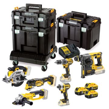 Set combo DeWalt DCK654P3T, 6 scule Li-Ion 18 V, 3 acumulatori, incarcator, TSTAK