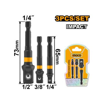 INGCO Adaptor 3 piese 1/4" Hex-->1/2", 1/4", 3/8"