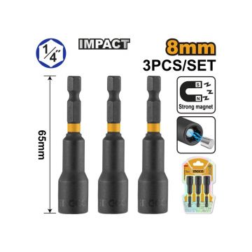 INGCO Șurubelniță cu impact 8 mm (3 buc)
