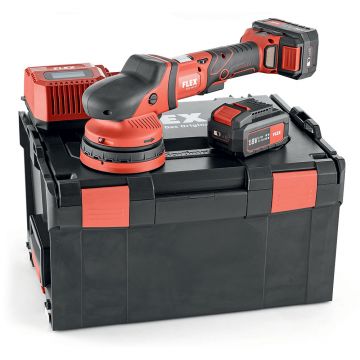 Masina de polisat orbitala Flex XCE 8 125 18.0-EC/5.0 Set, cu acumulatori Li-Ion 18.0V, 5.0 Ah, 125 mm, positive drive, cutie  transport L-BOXX