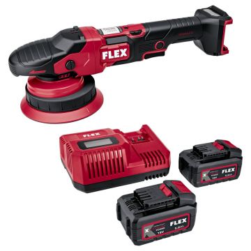 Masina de polisat orbitala Flex XFE 15 150 18.0-EC Set, 150 mm, cu acumulatori Li-Ion 18 V/5.0 Ah