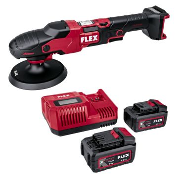Masina de polisat rotativa Flex PE 150 18.0-EC Set, 150 mm, cu 2 acumulatori 18 V/5.0 Ah