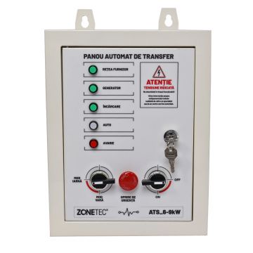 Panou automat de control si transfer Zonetec  ATS_6-9KW_T, pentru generatoare de curent trifazate