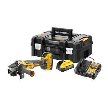 Polizor unghiular DeWalt DCG409H2T, 125 mm, cu 2 acumulatori Powerstack 18V / 5.0Ah si incarcator in valiza TSTAK