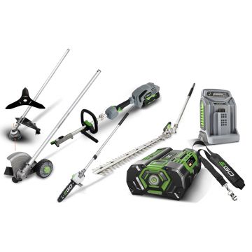 Set multifunctionala Ego Professional MHSC2002E, cu ansamblu motor, fierastrau, cap cu fir, lama gard viu, lama taiere margini gazon, incarcator rapid, acumulator Li-Ion de 5.0 Ah