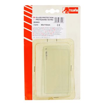 Sticla de protectie transparenta frontala pentru masca de sudura Telwin 802653, 60X110 mm, 2 buc.