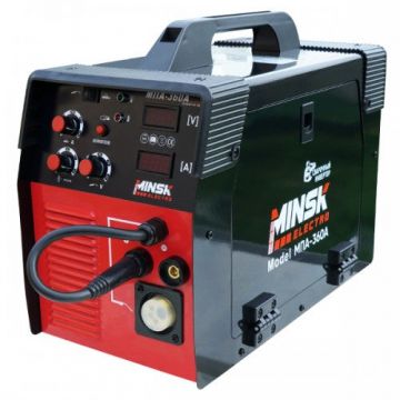 Aparat sudura invertor cu sarma Minsk Electro MPA-360A, 360A, MIG-MAG, protectie supraincalzire, cabluri cupru, suport magnetic