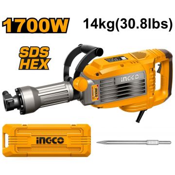 Ciocan Demolator picamer 1700w, 50J, 1900bpm, 14kg, SDS-HEX Ingco PDB170068