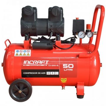 Compresor de aer fara ulei INCRAFT CU-1500-SL, 50L, 1.5 kW, 2 cilindri, silentios