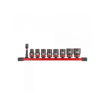 MILWAUKEE Set de chei cu șină de depozitare 9 piese 3/8" 8-19 mm CrMo