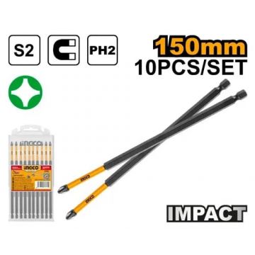 Set Biti PH2 Lungi Impact Surubelnita 10buc 150mm INGCO SDBIM11PH263