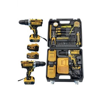 Masina de gaurit si insurubat (bormasina) 48V 8Ah, 2 acumulatori, 30 accesorii incluse, Mandrina 13mm + Geanta de transport
