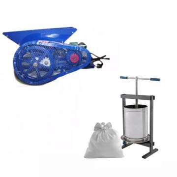 Pachet Zdrobitor Electric de Struguri Micul Fermier GF-0894, 500 kg/h + Teasc Inox Vilen 10L