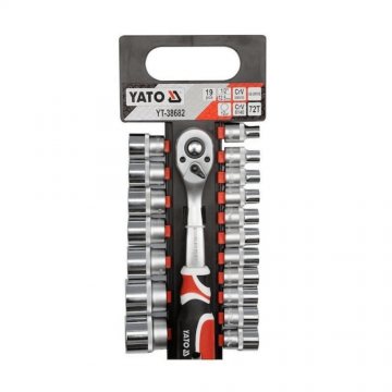 Set 19 piese tubulare 12 laturi cu antrenor 1 2   Yato YT-38682