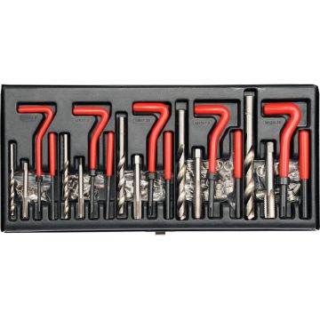 Set reparat filete M5-M12, kit profesional cu tarozi HSS 4341 si insertii spirale