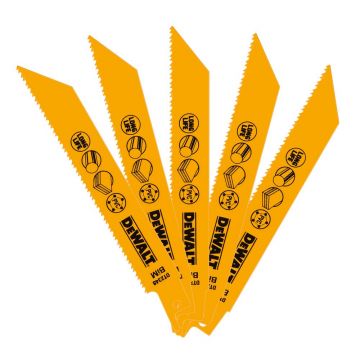 Set 5 panze fierastrau alternativ DeWalt DT2348, pentru taieri in lemn si metal, 152 mm